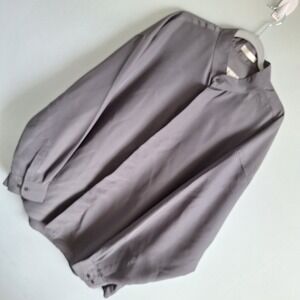 Vtg Elliot 90's Banded Collar Performance Button Up Shirt Mens XXL 18-18.5 Gray